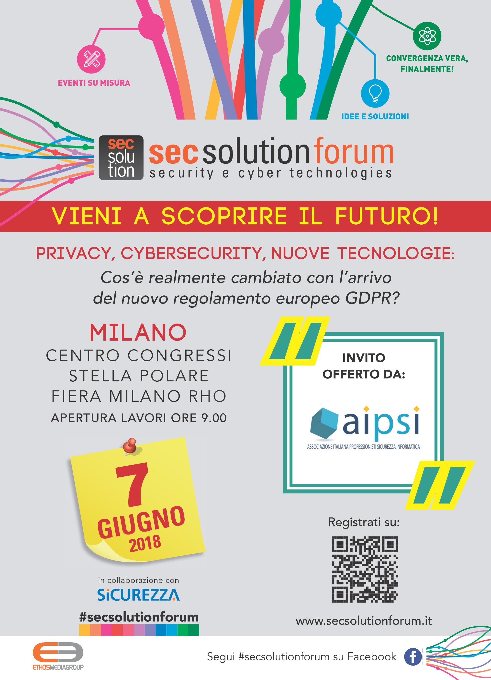 07/06/2018 - SECSOLUTIONFORUM Patrocinio e intervento AIPSI