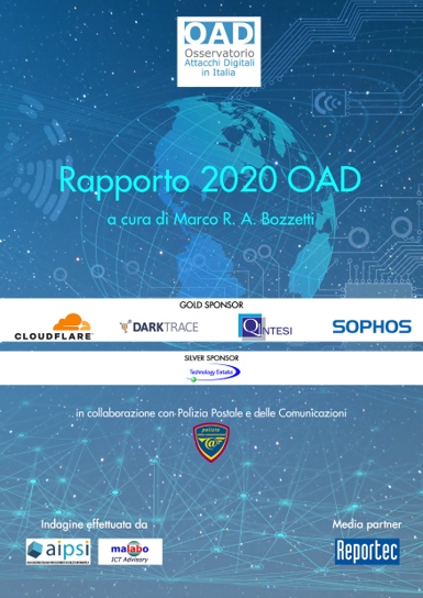 Disponibile documentazione Webinar AIPSI 14/1/2021 ore 18 su "L’impatto della pandemia Covid-19 sulla cybersecurity di Aziende ed Enti in Italia – Considerazioni dal Rapporto 2020 OAD"