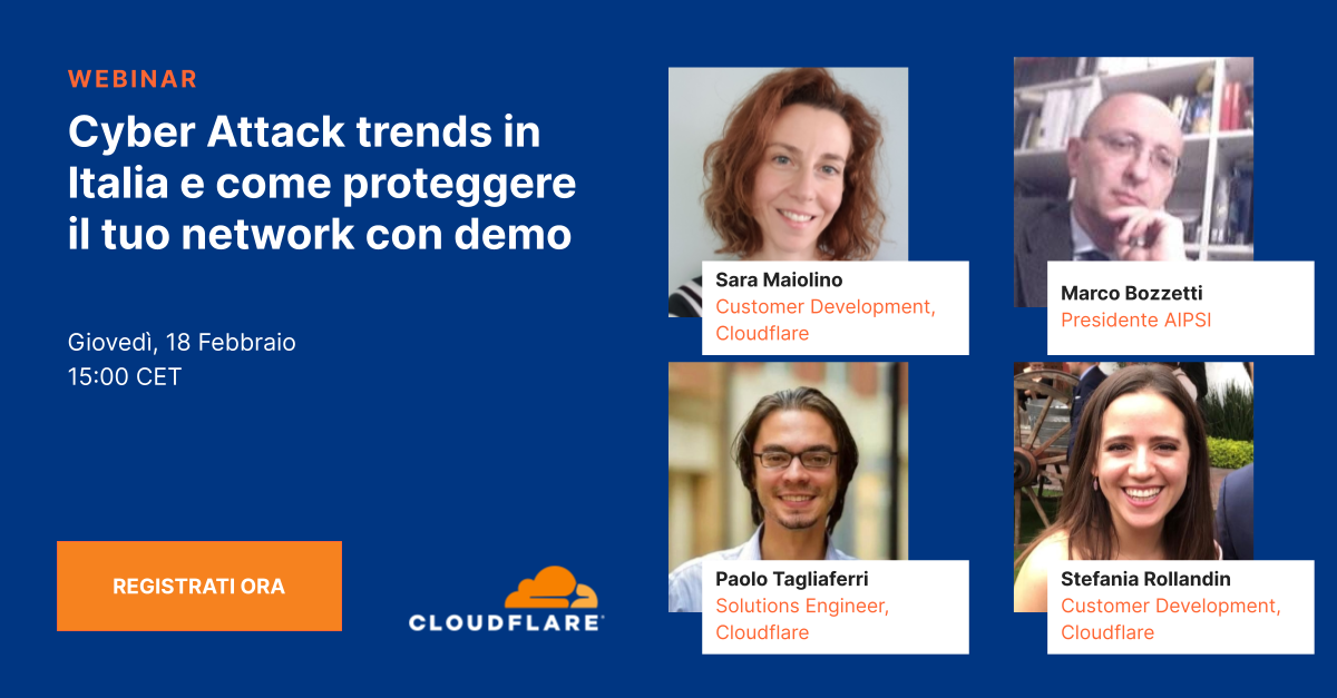 Disponibile documentazione Webinar AIPSI-Cloudflare del 18/2/2021 sui cyber attack trends in Italia e sui sistemi SASE (con demo)